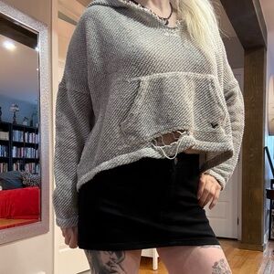 American Eagle Outfitters Gray Marled Knit Hoodie